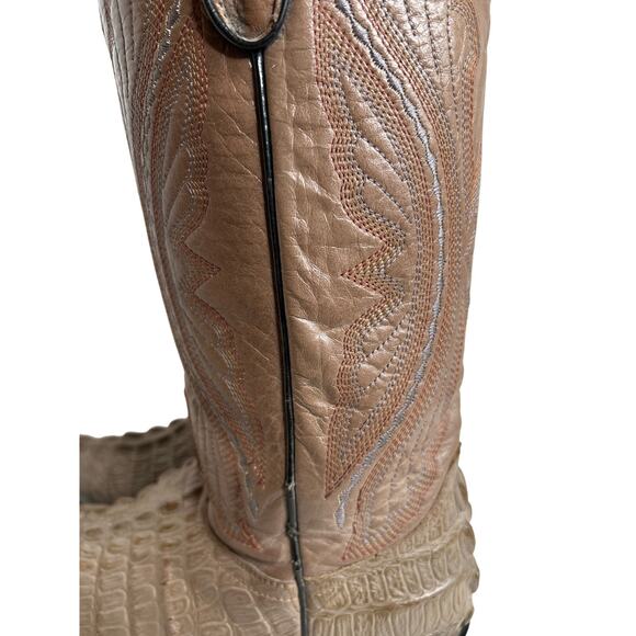Reyme Men's Genuine Caiman / Alligator Tail Cowboy Boots Embroidered Sz~7 - Picture 8 of 16